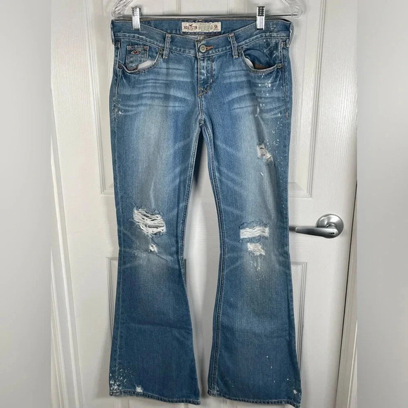 Hollister‎ Distressed Light Washed Bootcut Jeans Size 5L - Picture 3 of 10